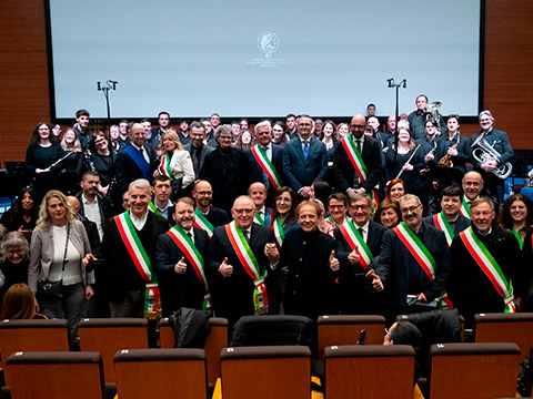 Foto di Gruppo con Roby Facchinetti e Sindaci di Bergamo